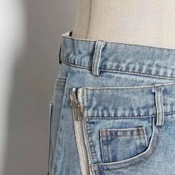 Summer Lovin' Jessica Bara Yanai High Waisted Asymmetrical Denim Skirt