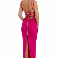 Nicole Bakti V Neckline Strappy Back Gown