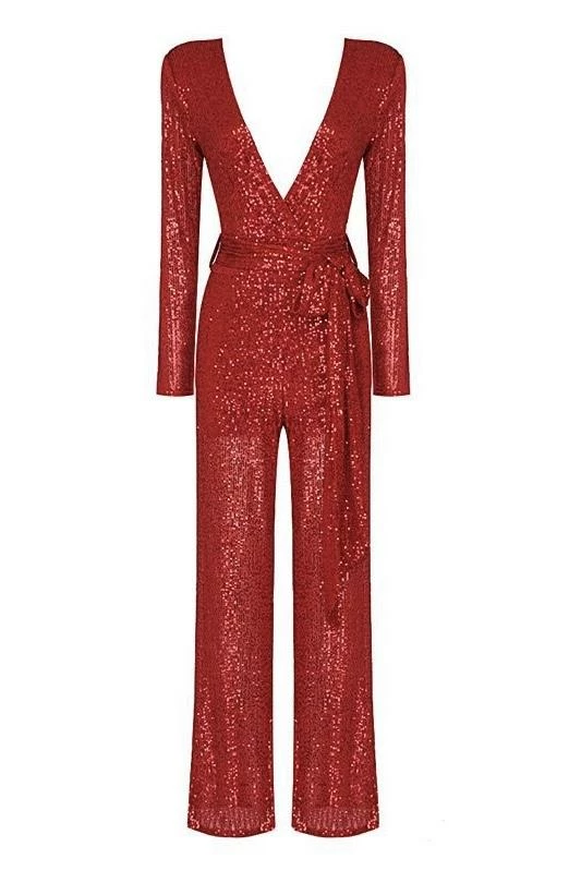 Jessica Bara Chantria Sequin V Neck Jumpsuit The Event Shop