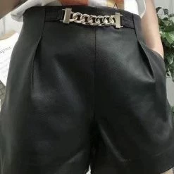 Reve Doll Essentials Jessica Bara Savannah Metal Chain Leather Shorts