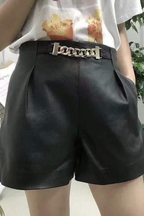 Reve Doll Essentials Jessica Bara Savannah Metal Chain Leather Shorts