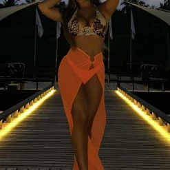 Jessica Bara Zahara Chain Print High Waisted Bikini Set Influencer Style