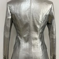 Jessica Bara Bonnie 11 Metallic Silver Button Blazer Influencer Style