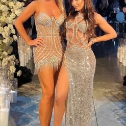 Best Sellers Jessica Bara Alpha Strapless Crystal Mesh Mini Dress