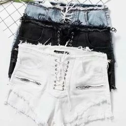 Jessica Bara Queenie Lace Up Denim Shorts The Denim Destination