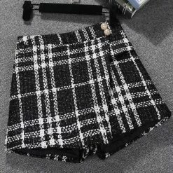 Jessica Bara Jesse Plaid Tweed High Waisted Skort Bottoms