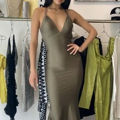 Atria V Neck Backless Bodycon Gown The Event Shop