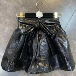 Jessica Bara Bryant PU Leather Belted Mini Skirt