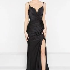 Colors Dress Fitted Plunging With Slit Dress The Event Shop