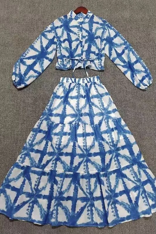 Summer Lovin' Jessica Bara Maura Long Sleeve Top And Maxi Skirt Two Piece Set