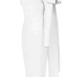 The Event Shop Jessica Bara Henrietta One Shoulder Bow Midi Dress