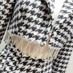 Jessica Bara Lara Houndstooth Cropped Blazer And Skirt Two Piece Set