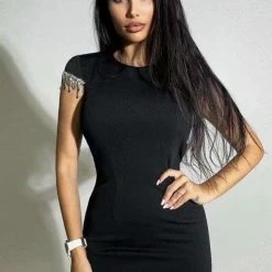 Jessica Bara Margie Backless Crystal Fringe Dress