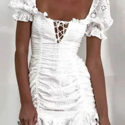 Jessica Bara Addyson Eyelet Ruched Mini Dress Summer Lovin'