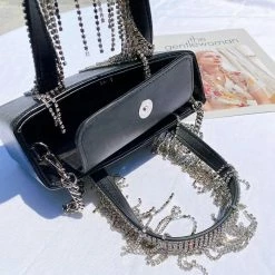 Jessica Bara Alden Leather Diamond Fringe Purse