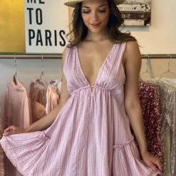 Jessica Bara Jonah V Neck Ruffle Mini Dress