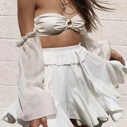 Jessica Bara Claire Ruffle Chiffon Mini Skort Influencer Style