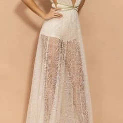 Birthday Suit Jessica Bara Gracen Sheer Glitter Belted Maxi Dress