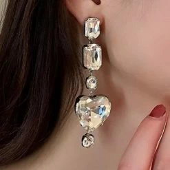 Jessica Bara Francine Crystal Heart Dangle Earrings The Event Shop