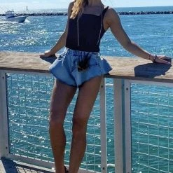 Influencer Style Jessica Bara Zara High Waisted Ruffle Denim Shorts