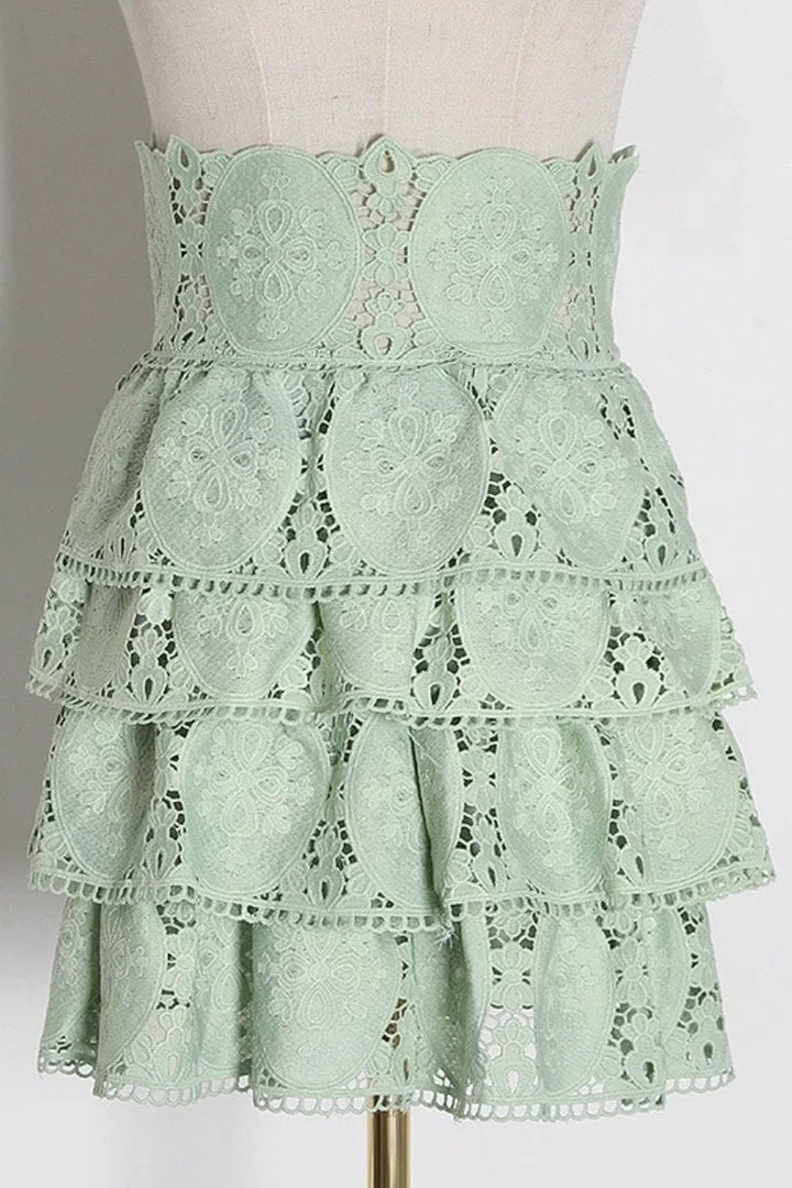 Jessica Bara Natasha High Waisted Eyelet Mini Skirt Reve Doll Essentials