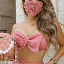 Jessica Bara Hunter Bow High Waisted Bikini Set Influencer Style