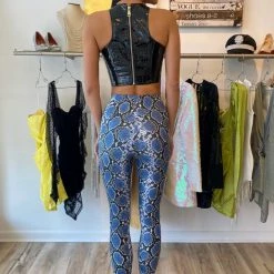 Jessica Bara Lisa Faux Leather Croc Crop Top Birthday Suit