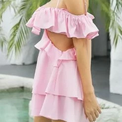 Jessica Bara Flynn Off The Shoulder Ruffle Mini Dress