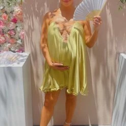 Jessica Bara Shirley Satin Crystal Mini Dress