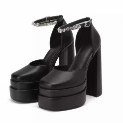 Reve Doll Essentials Jessica Bara Wanda Rhinestone Ankle Strap Platform Heels