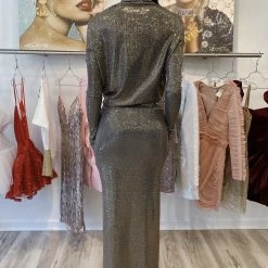 Influencer Style Jessica Bara Amanie Long Sleeve 3 Way Glitter Gown