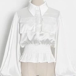 Reve Doll Essentials Jessica Bara Kris Long Sleeve Silk Blouse