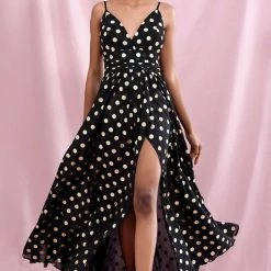 Jessica Bara Caleb V Neck Polka Dot Maxi Dress Summer Lovin'