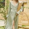 Jessica Bara Ethan Long Sleeve V Neck Maxi Dress