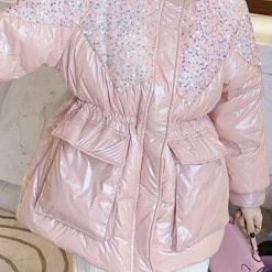 Jessica Bara Aspyn Sequin Cinched Puffer Jacket