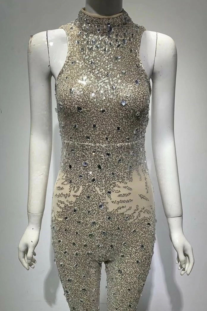 The Event Shop Jessica Bara Rogue Sequin Open Back Jumpsuit
