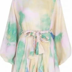 Summer Lovin' Jessica Bara Peggy Pleated Long Sleeve Belted Mini Dress