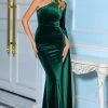 Jessica Bara Gwendolyn One Shoulder Split Sleeve Velvet Gown The Event Shop