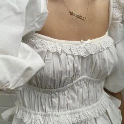 Jessica Bara Sam Puff Sleeve Ruffle Crop Top Reve Doll Essentials