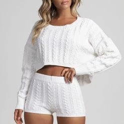 Jessica Bara Autumn Cable Knit Top And Shorts Two Piece Set Reve Doll Essentials