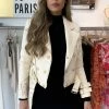 Jessica Bara Moira White Gold Button Leather Jacket Reve Doll Essentials