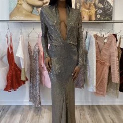 Influencer Style Jessica Bara Amanie Long Sleeve 3 Way Glitter Gown
