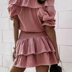 Jessica Bara Aurora Off The Shoulder Ruffle Mini Dress