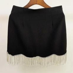 Influencer Style Jessica Bara Karter Fringe Blazer And Skirt Two Piece Set