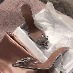 Jessica Bara Sandra Rhinestone Pointed Clear Heels