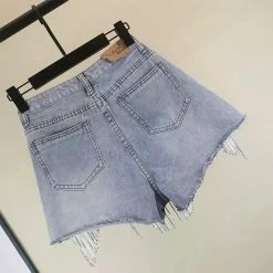 Summer Lovin' Jessica Bara Aleah High Waisted Rhinestone Denim Shorts