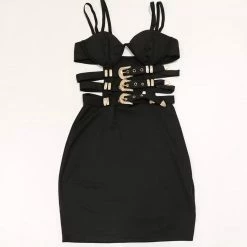Influencer Style Jessica Bara Persia Bandage Gold Buckle Dress