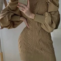 Reve Doll Essentials Jessica Bara Bryce Puff Sleeve Knitted Mini Dress