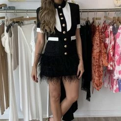 Jessica Bara Nicki Tweed Feather Dress