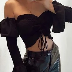 Jessica Bara Nicole Off The Shoulder Crop Top